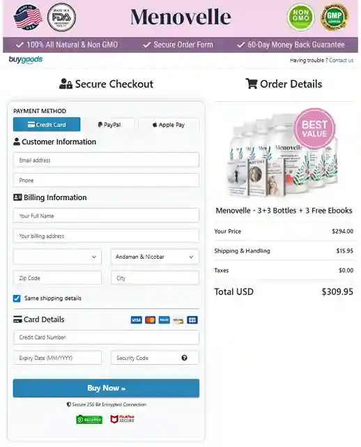 Menovelle Order Page
